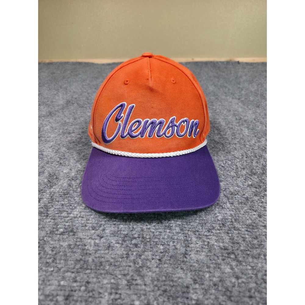 Clemson Tigers Snapback Hat OSFA 47 Brand Orange Purple Script Rope Paw Print